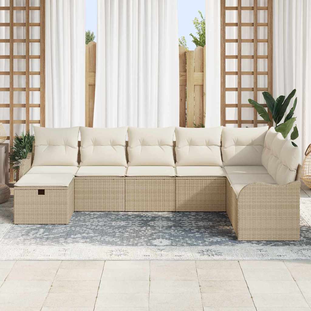 Garten-Sofa-Set 8 pcs Beige und Creme 287,5 x 177,5 x 85 cm